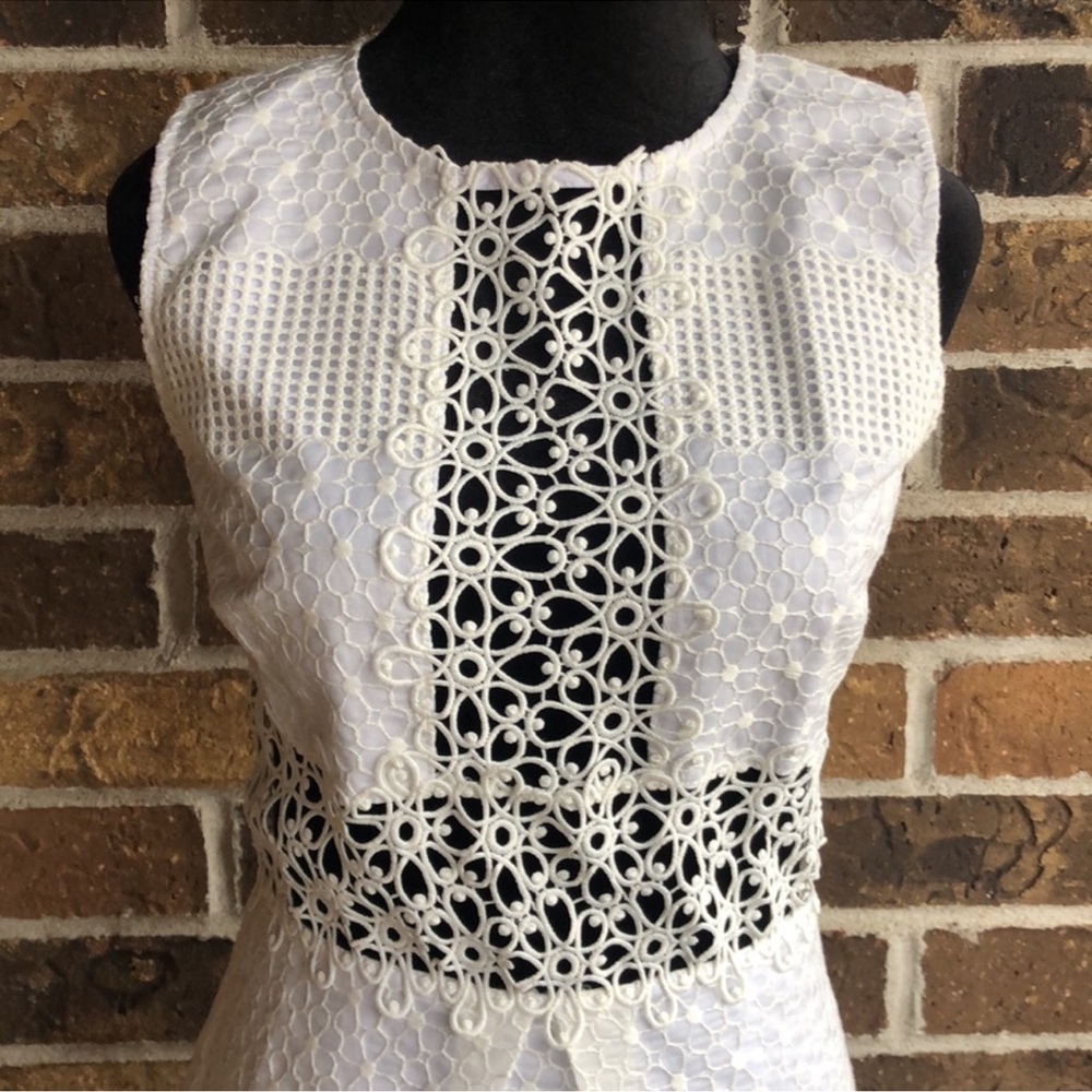 ASOS White Cotton Lace Sleeveless Dress